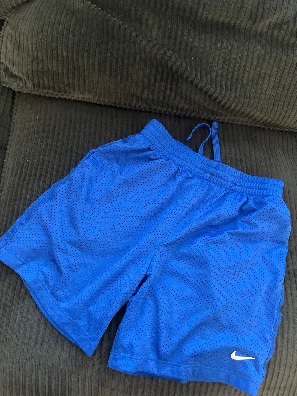 Nike dri-fit Blue Mesh Running Shorts with White Swoosh, like new!